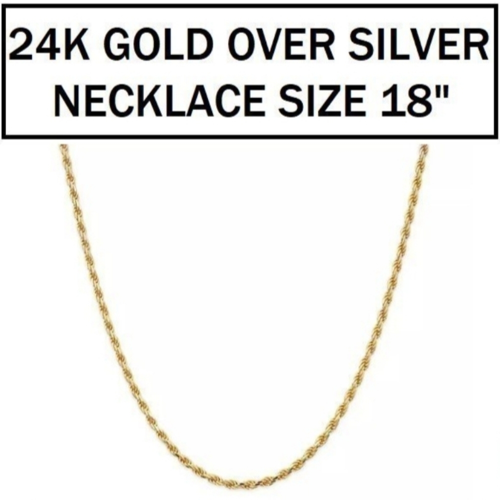 24k Gold over Silver necklace size 18